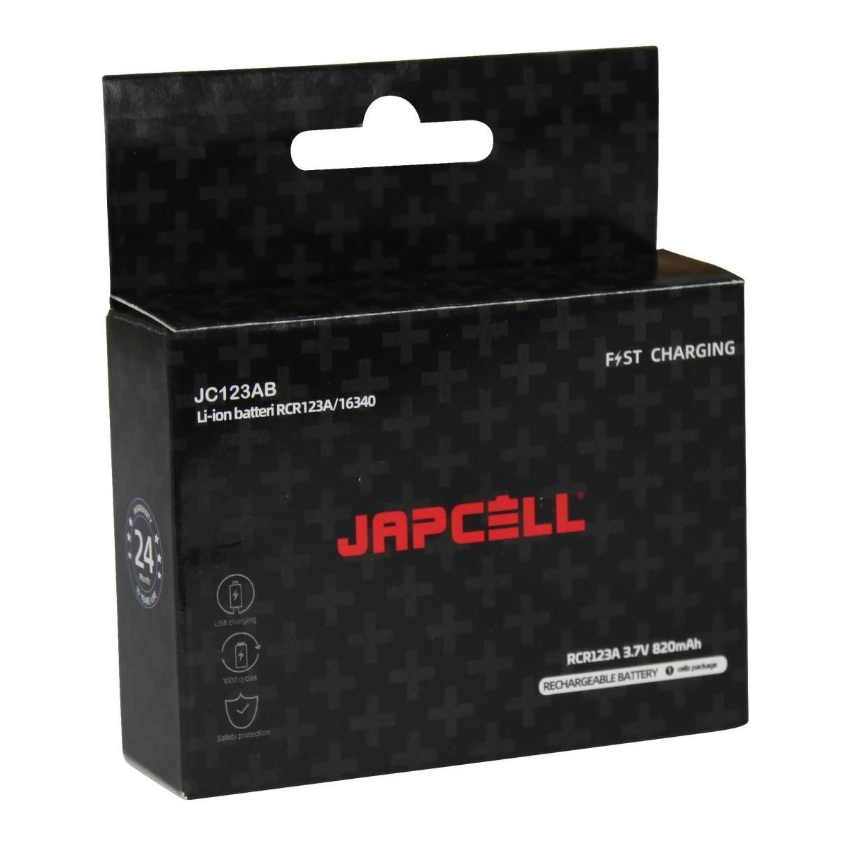 PN Jakt Japcell JC123R – CR123 Uppladdningsbart 3.7 V Li-ion-batteri 650 mAh