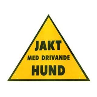 Grey Oak Varningstriangel Jakt med drivande hund 46 x 40 cm