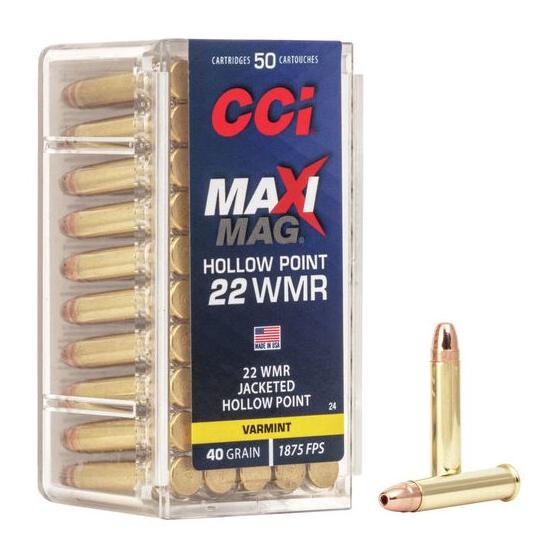 CCI Rimfire Ammunition 22 WMR Maxi-Mag JHP 40 gr 50/box